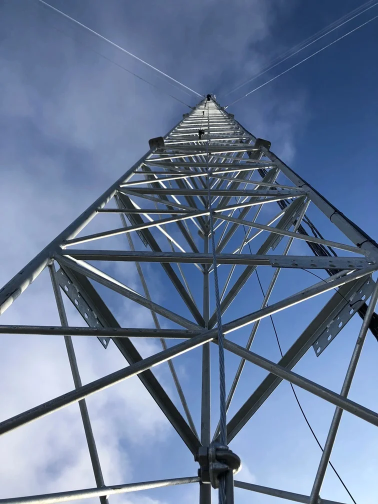 erected tower with instruments